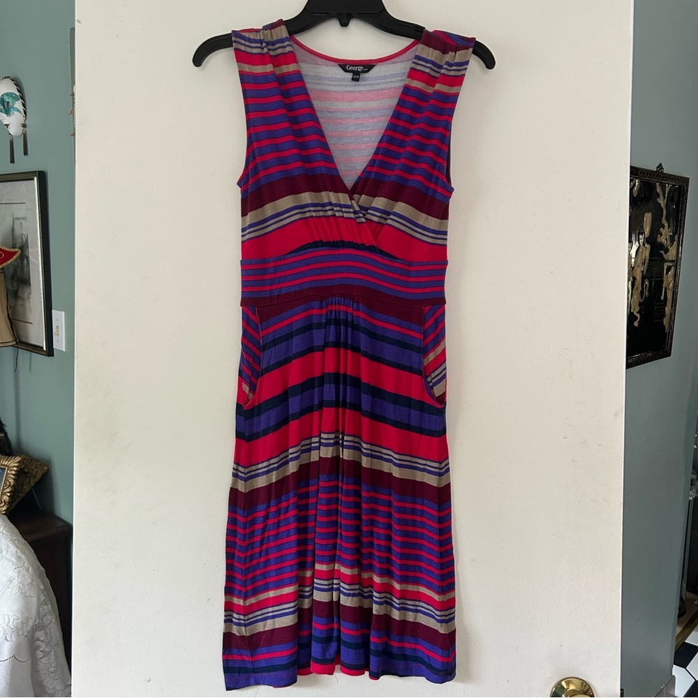 Women's Striped Dress Red Purple Black Grey Sundress